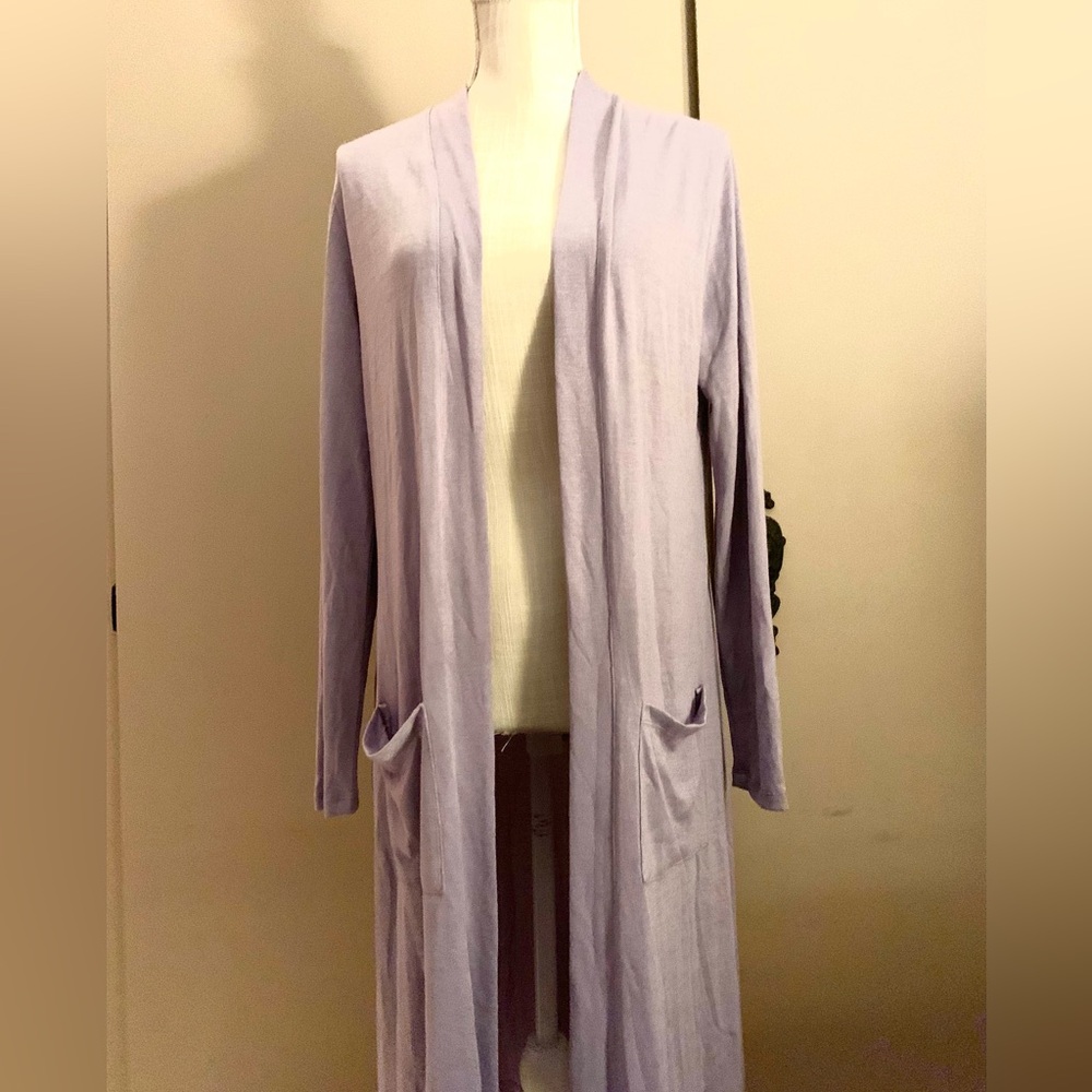 Lavender Open Front Cardigan - Picture 2 of 5